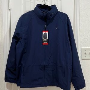 Callaway Mens Water Resistant Packable Hood Fully Lined Jacket Navy Size M NWT